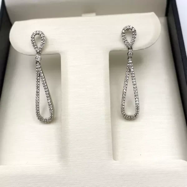 14k White Gold, ½ c Total Weight Diamond Earrings