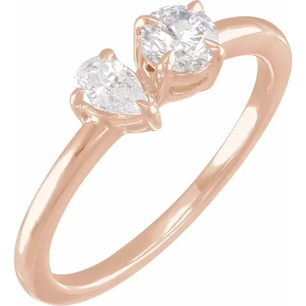 14K Rose 5:8 CTW Lab-Grown Diamond Two-Stone Ring 01