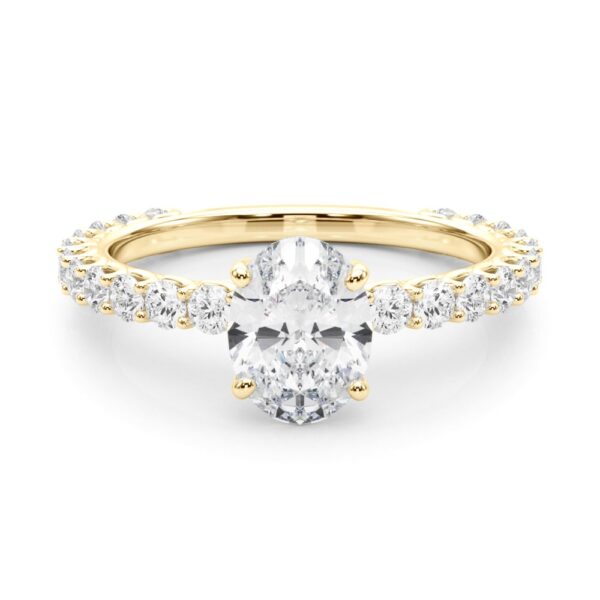 14K Yellow Gold Oval Diamond Engagement Ring - Image 6