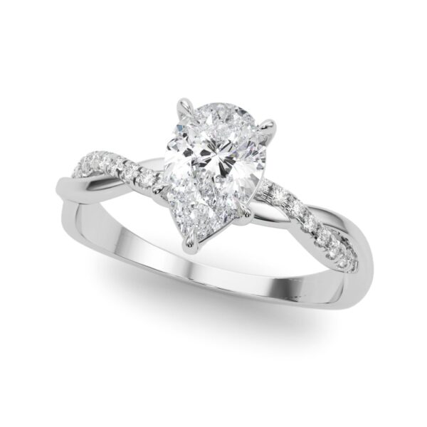 14K White Gold Pear Diamond Engagement Ring