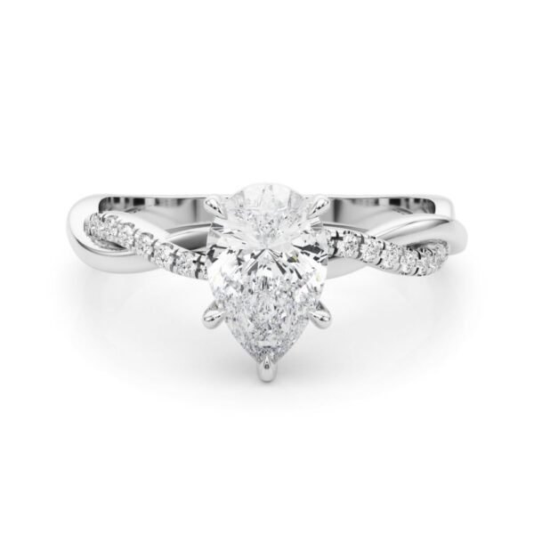 14K White Gold Pear Diamond Engagement Ring - Image 3