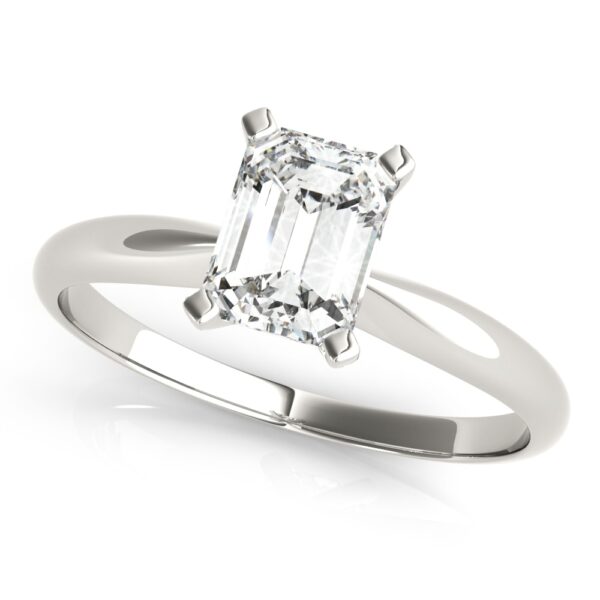 14K White Gold Emerald Cut Solitaire Engagement Ring