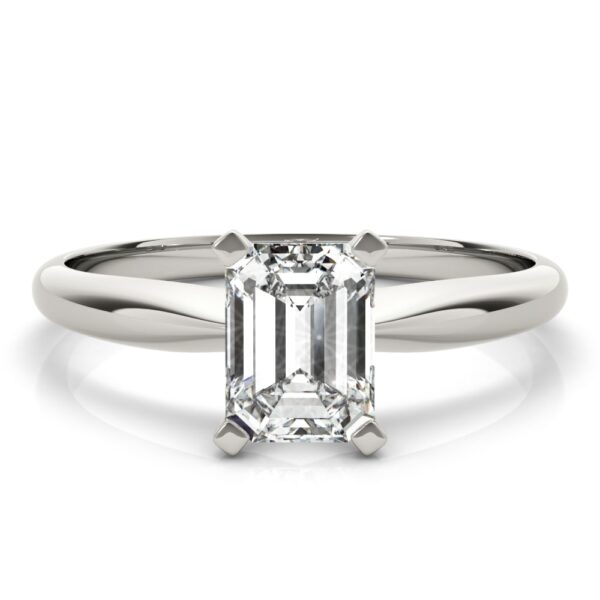 14K White Gold Emerald Cut Solitaire Engagement Ring - Image 3